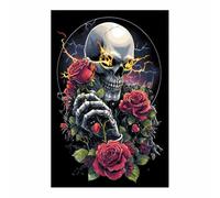 CUDAOO Impresiones artísticas en lienzo, arte de pared, cuadros de amor, pinturas Cráneo en llamas Para sala de estar, dormitorio, decoración del hogar（rojo-40x60cm Sin marco