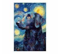 CUDAOO Impresiones de Lienzo de Animale Lindo,Impresión En Lienzo De Perro Al estilo Van Gogh Imagen sobre para Decoración del Hogar Oficina（azul-70x100cm Sin marco