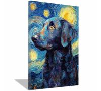 CUDAOO Impresiones de Lienzo de Animale Lindo,Impresión En Lienzo De Perro Al estilo Van Gogh Imagen sobre para Decoración del Hogar Oficina（azul-70x100cm Enmarcado