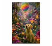 CUDAOO Impresiones de Lienzo de Animale Lindo,Impresión En Lienzo De Perro Contemplando bosques encantados Imagen sobre para Decoración del Hogar Oficina（multicolor-70x100cm Sin marco