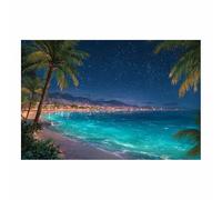 CUDAOO Lienzo Con Paisaje Arte De Pared Pueblo junto al mar Cuadros Modernos para Salón Oficina Escaleras Sala de Yoga（verde-70x100cm Sin marco