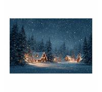 CUDAOO Lienzo decorativo de Navidad para pared Escena nocturna nevada Salón Dormitorio decoración festiva del hogar,regalo de temporada navideña（Verde oscuro178-60x80cm Sin marco