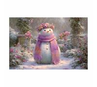 CUDAOO Lienzo decorativo de Navidad para pared Muñeco de nieve con bufanda Salón Dormitorio decoración festiva del hogar,regalo de temporada navideña（Multicolor127-70x100cm Sin marco