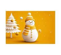 CUDAOO Lienzo decorativo de Navidad para pared Muñeco de nieve Salón Dormitorio decoración festiva del hogar,regalo de temporada navideña（Amarillo34-40x60cm Sin marco