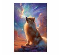 CUDAOO Lienzo decorativo para pared con diseño de perro Contemplando las estrellas dormitorio, oficina, decoración del hogar（multicolor-60x80cm Sin marco