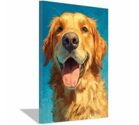 CUDAOO Lienzo decorativo para pared con diseño de perro Sacando la lengua dormitorio, oficina, decoración del hogar（marrón-70x100cm Enmarcado