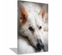 CUDAOO Lienzo decorativo para pared con diseño de perro Tumbados en profundo pensamiento dormitorio, oficina, decoración del hogar（blanco-40x60cm Enmarcado