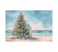 CUDAOO Lienzo navideño para pared decoración navideña de invierno para el hogar Árbol junto al mar para decoración del hogar en sala de estar, dormitorio, cocina（Azul141-70x100cm Sin marco