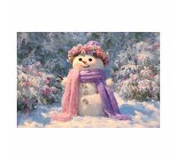 CUDAOO Lienzo navideño para pared decoración navideña de invierno para el hogar Muñeco de nieve con bufanda para del hogar en sala de estar, dormitorio, cocina（Rosa claro126-60x80cm Sin marco