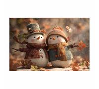 CUDAOO Lienzo navideño para pared decoración navideña de invierno para el hogar Muñecos de nieve uno al lado del otro para del hogar en sala de estar, dormitorio, cocina（Marrón15-20x30cm Sin marco