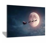 CUDAOO Lienzo navideño para pared decoración navideña de invierno para el hogar Saltando en la noche para decoración del hogar en sala de estar, dormitorio, cocina（Gris102-20x30cm Enmarcado