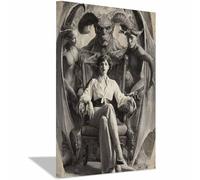 CUDAOO Minimalista Pintura de Impresiones Rodeado de Demonios Cuadros Art Pintura al sobre lienzo, Decoracion Salon Modernos Dormitorio（Negro y blanco-60x80cm Enmarcado