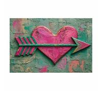 CUDAOO Obras de arte que aman las imágenes Pinturas sobre lienzo Arte de pared Flecha que atraviesa el corazón Para decoraciones de dormitorio, hogar y oficina（rojo-60x80cm Sin marco