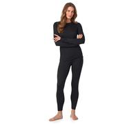 Cuddl Duds Conjunto térmico pesado con forro polar para clima frío para mujer, camiseta de manga larga y leggings, conjuntos de descanso de invierno, Negro, Large