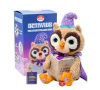 Cuddle Barn Octavius The Storytelling Owl - Peluche animado de 12 pulgadas | Ojos iluminados, movimientos de boca y movimientos de cabeza | Búho mago recita 5 cuentos de hadas