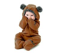 Cuddle Club Mono Polar Bebé para Recién Nacidos a Niños 4 Años - Pijamas Infantiles Chaqueta de Invierno Abrigo Polar Niño Mono de Niños - BearBrown18-24m