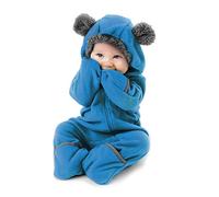 Cuddle Club Mono Polar Bebé para Recién Nacidos a Niños 4 Años - Pijamas Infantiles Chaqueta de Invierno Abrigo Polar Niño Mono de Niños - BearBlue2T