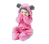 Cuddle Club Mono Polar Bebé para Recién Nacidos a Niños 4 Años - Pijamas Infantiles Chaqueta de Invierno Abrigo Polar Niño Mono de Niños - BearPink2T
