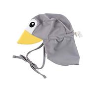 Cuddle Club Sombrero Ajustable con Cubrecuello para Bebés y Niños | Bloqueo del Sol en Cabeza y Cuello | Ajuste Frontal y Trasero - Pingüino - Gris - Mediana