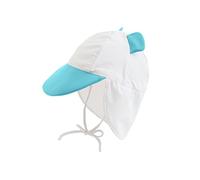 Cuddle Club Sombrero Ajustable con Cubrecuello para Bebés y Niños | Bloqueo del Sol en Cabeza y Cuello | Ajuste Frontal y Trasero - Oso - Azul - Pequeña