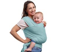 CuddleBug Fular portabebé manos libres - Porta bebés recién nacidos suave y elastizado - Fular porteo bebé y niño de 3 a 16 kilos - Universal - Fular Hip Healthy (Mint)