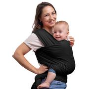 CuddleBug Fular Portabebés Fácil de Usar - Portabebés Recién Nacido y Niños hasta 16 Kg - Manos Libres - Porta Bebés de Tela Suave y Elástico - Ideal como Regalo - Talla Única (Negro/Black)