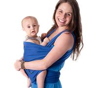CuddleBug Fular Portabebés Fácil de Usar - Portabebés Recién Nacido y Niños hasta 16 Kg - Manos Libres - Porta Bebés de Tela Suave y Elástico - Ideal como Regalo - Talla Única (Azul/Blue)