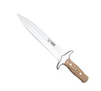 Cudeman Cuchillo 105-L hoja de acero inoxidable ACX-380 de 23 cm, empuñadura de madera de olivo natural de 14 cm para caza, pesca, supervivencia y bushcraft + Portabotellas regalo