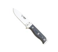 Cudeman Cuchillo 120-MC MT-5 + Kit Completo Supervivencia hoja de acero inoxidable Böhler N-695 de 11 cm empuñadura de micarta negra de 11,5 cm funda de cuero para caza, supervivencia y bushcraft