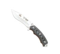 Cudeman Cuchillo 124-M JJSK1 hoja de acero böhler N-695 de 12 cm empuñadura de micarta negra de 11,5 cm para caza, pesca, supervivencia y bushcraft + Portabotellas regalo