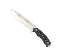 Cudeman Cuchillo 125-M JJSK2 hoja de acero Böhler N-695 de 15,5 cm empuñadura de micarta negra de 11,5 cm para caza, pesca, supervivencia y bushcraft + Portabotellas regalo