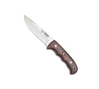 Cudeman Cuchillo 147-R hoja de acero inoxidable ACX-380 de 11 cm empuñadura de estamina roja de 11,5 cm para caza, pesca, supervivencia y bushcraft + Portabotellas regalo