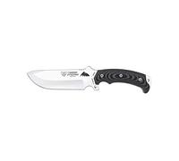 Cudeman Cuchillo 155-M Entresierras hoja de acero inoxidable ACX-380 de 16 cm empuñadura de micarta negra de 11 cm para caza, pesca, supervivencia y bushcraft + Portabotellas regalo