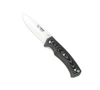 Cudeman Navaja 327-M hoja de acero Böhler N-695 de 10 cm y empuñadura de micarta negra separadores rojos de 13,5 cm para caza, pesca, supervivencia y bushcraft + Portabotellas regalo