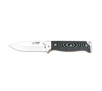 Cudeman Navaja de Supervivencia MT-6 328-M Hoja 11 cm. Acero Bohler Micarta Negra con Funda de Cuero + Tarjeta Multiusos de Regalo