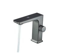 CUDTAPI Grifo de Lavabo con Pantalla de Temperatura Inteligente, Grifo de Fregadero con Pantalla Digital LCD, función de detección, Mezclador frío y Caliente, grúa de baño(Gun Grey-No Sensor)
