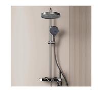 CUDTAPI Sistema de Ducha Digital, de Ducha Digital, Juego Grifo con Pantalla Temperatura baño Inteligente, bidé Mezclador Rainlfall Controlador de Ducha con Pantalla LED(Grey Round Shower)