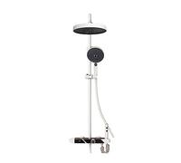 CUDTAPI Sistema de Ducha Digital, de Ducha Digital, Juego Grifo con Pantalla Temperatura baño Inteligente, bidé Mezclador Rainlfall Controlador de Ducha con Pantalla LED(White Round Shower)