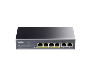 Cudy CUDY-5 FS1006P 6 puertos RJ45 Fast Ethernet, 4 de ellos con soporte PoE IEEE802.3af/at. Entrega PoE de hasta 32W por puerto
