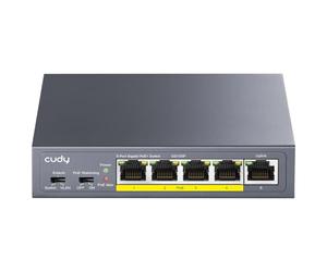 Cudy GS105P - Interruptor PoE Gigabit de 5 Puertos, 4 PoE+ 36 W, Montaje en Escritorio/Pared, Plug and Play, Puertos de Metal Resistente/Blindados, Optimización del Tráfico