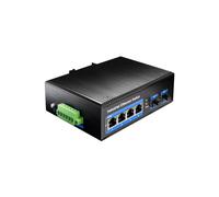 CUDY IG1004S2P - Switch PoE+ industrial de aluminio de 4 puertos, 2 puertos SFP