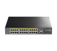 Cudy Interruptor PoE+ no administrado de 24 Gigabit Ethernet, 300 W, 24 Gigabit PoE+, 2 Gigabit SFP y 2 Puertos de Enlace Ascendente, Modo VLAN, Montaje en Rack de 19 Pulgadas, 802.3af/at, GS1026PS2