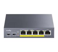 Cudy Switch PoE+ Gigabit 5 Puertos Unmanaged, 4 PoE+ y 1 Uplink, GS105P | 4 salidas RJ45 802.3at/af, hasta 30W c/u, fuente 36W, capacidad 10Gbps, modos Default/VLAN/Extend, recuperación Watchdog