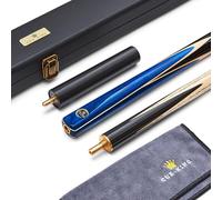 Cue-King Pro Series 001 Taco de Snooker, Taco de Billar, Hecho a Mano 57" 19oz 3/4 Articulado con Estuche Azul Taco con Estuche rígido Protector, extensión y Toalla de Microfibra para Tacos