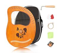 Cuecutie Arpa de lira de madera de 19 cuerdas, arpa portátil de caoba maciza, instrumento de cuerda con bolsa negra, cuerdas de tela, llave de afinación (rosa)