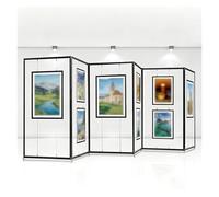 cuelga cuadros Soporte de exhibición de arte plegable con ruedas, soporte de suspensión de imágenes resistente para ferias & estudios(Black,236.3" x 86.6" (600x220cm))