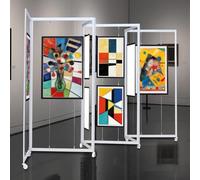 cuelga cuadros Soporte de exhibición de arte plegable con ruedas, soporte de suspensión de imágenes resistente para ferias & estudios(Silver,236.3" x 78.8" (600x200cm))