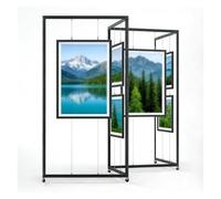cuelga cuadros Soporte de exposición de pintura & caligrafía de galería 4 paneles, kit plegable de suspensión de fotos, rack de exposición de obras(Black,157.6"x78.8"(400x200cm))