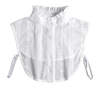 Cuello Blanco Desmontable Jacquard para Mujer, Elegante Falso Cuello de Camisa, Insertos de Cuello Medio Falso para Jerséis, Vestidos, Blusas, Estilo Encaje