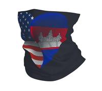 Cuello Bufanda USA Cambodia Cambodian Friendship Flag Heart White Calentador De Cuello Respirable Bandana Protección UV Pasamontañas para Pesca Senderismo Correr 25X50CM